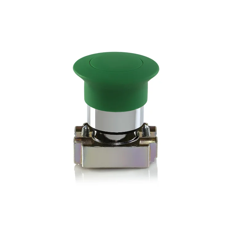 Teknic Metallic Series Mushroom Push Button Actuator 22.5 mm Green Momentary Type 2AM3