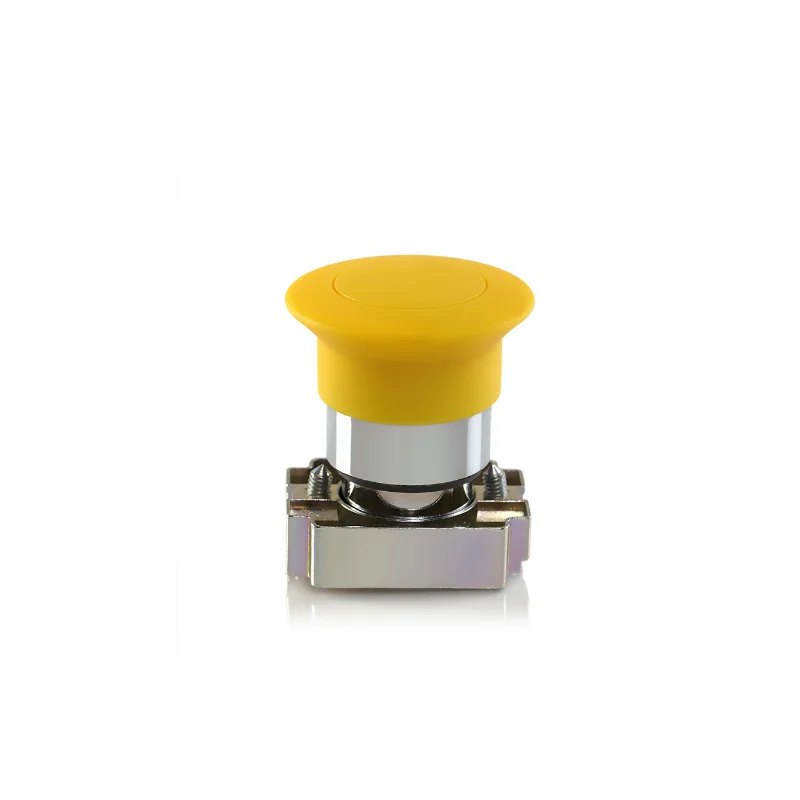 Teknic Metallic Series Mushroom Push Button Actuator 22.5 mm Yellow Momentary Type 2AM8