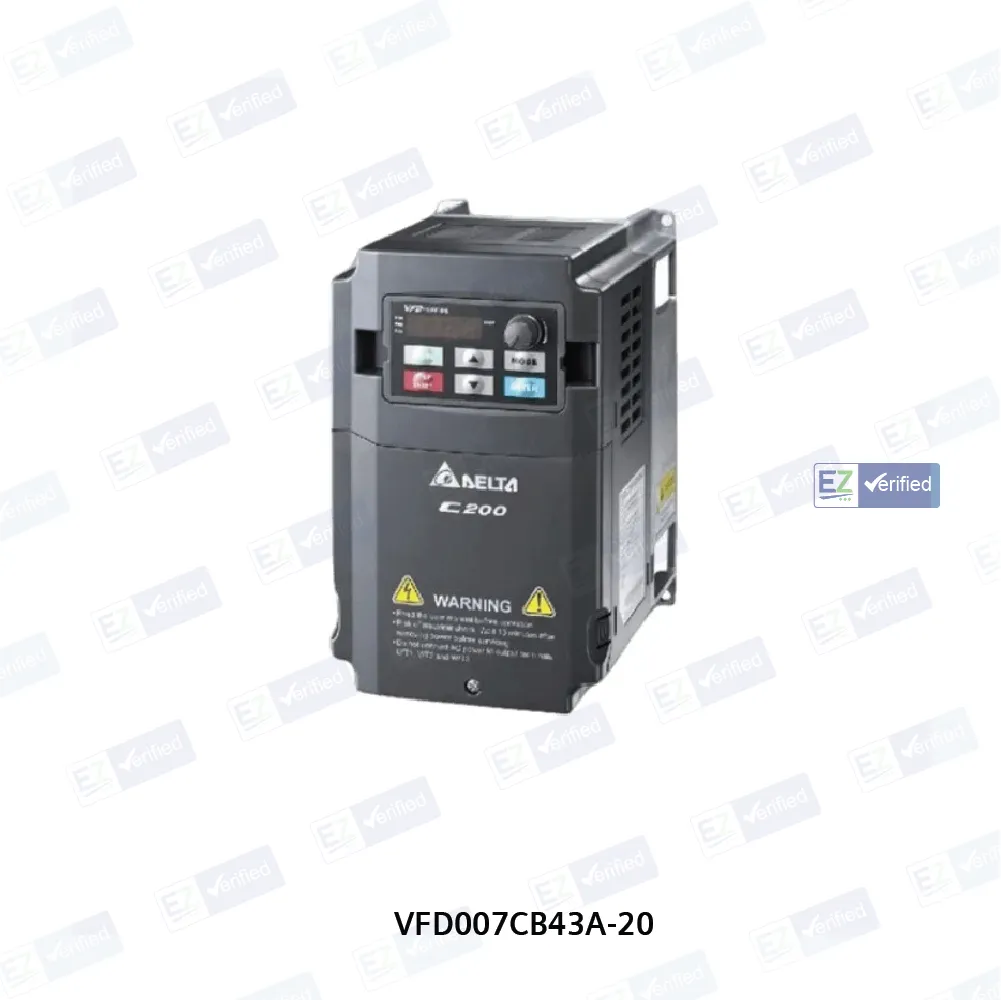 Delta C200 Series VFD, 3 Phase, 460 V AC, 0.75 kW / 1 HP, Inbuilt PLC, Braking Chopper, Display Unit