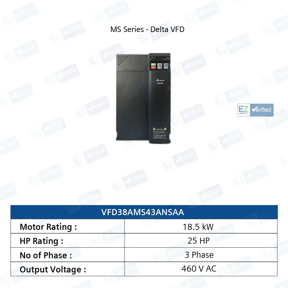 Delta MS 300 VFD38AMS43ANSAA, 18.5 kW / 25 HP VFD AC Drive, 3