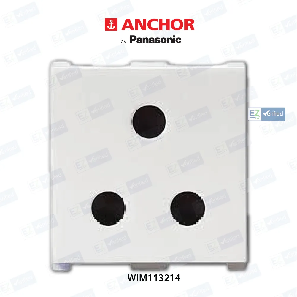 Anchor Vision White 3 Pin Round Socket 6 A, 2 Module, ISI