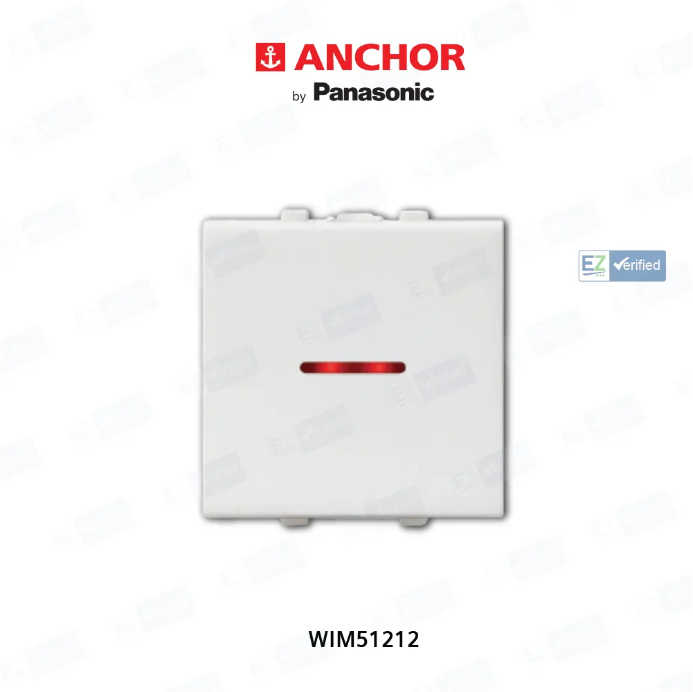 Anchor Vision WIM51212 Switch with Indicator 16 Amp 2 Modules 1 Way White
